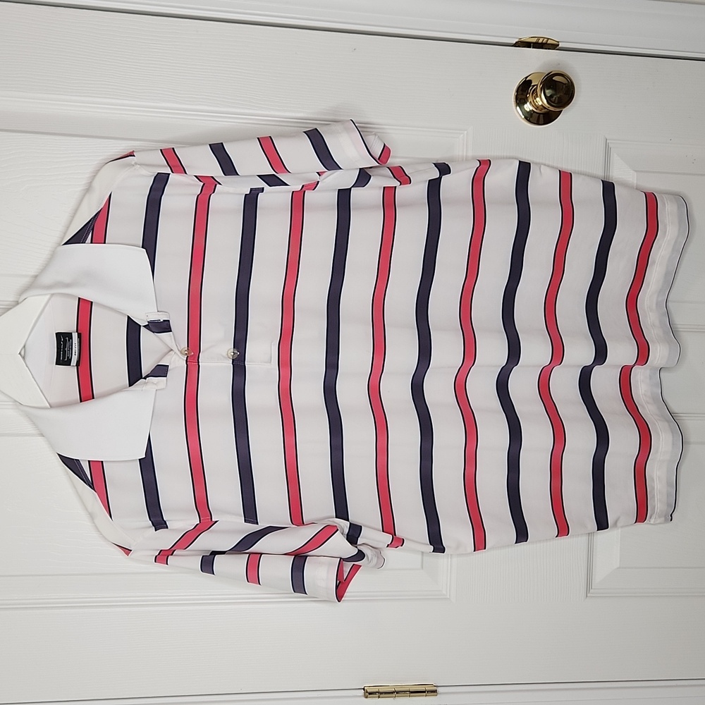 Men's Nike Dri-Fit polo white purple pink stripe size large